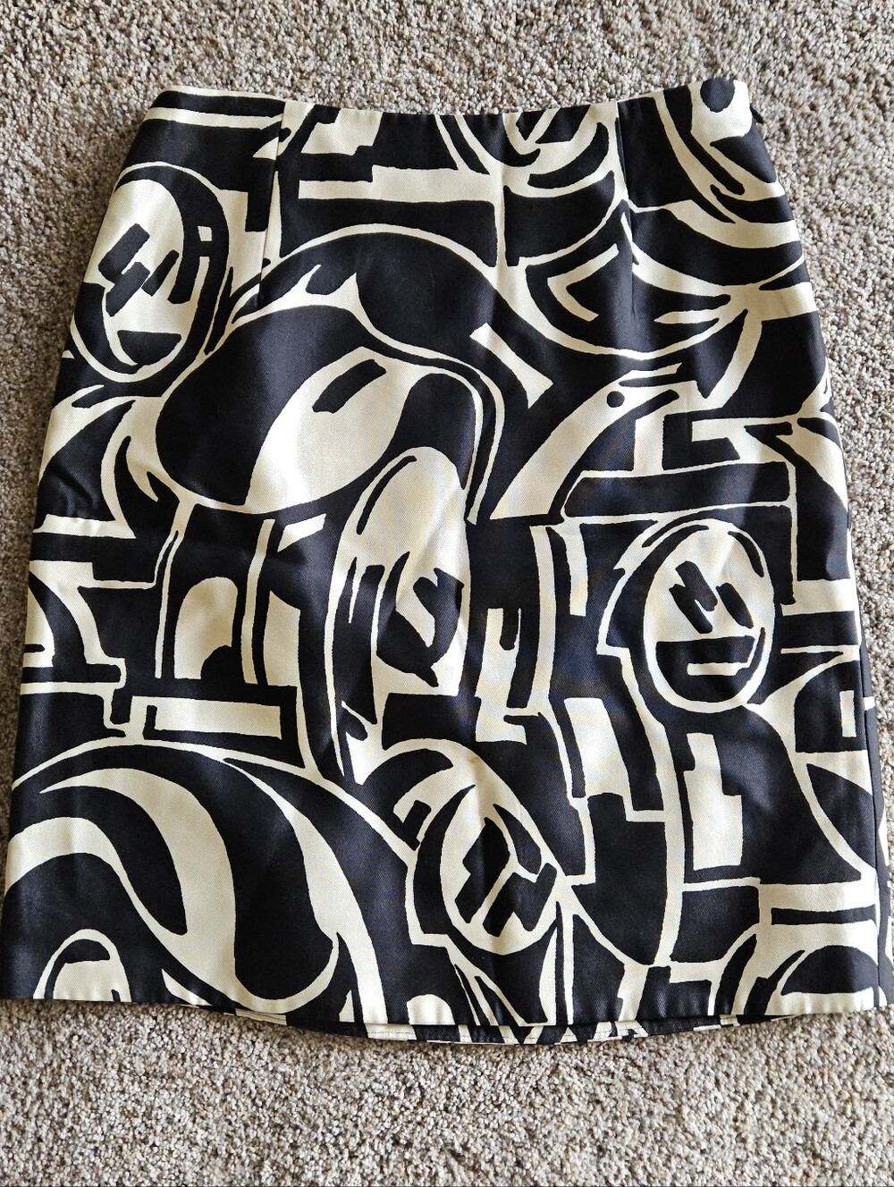 Ralph Lauren Black and Cream Abstract Print Mini Skirt